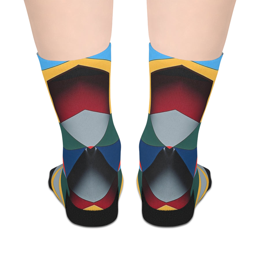 Geometric Colorblock Mid-Length Socks
