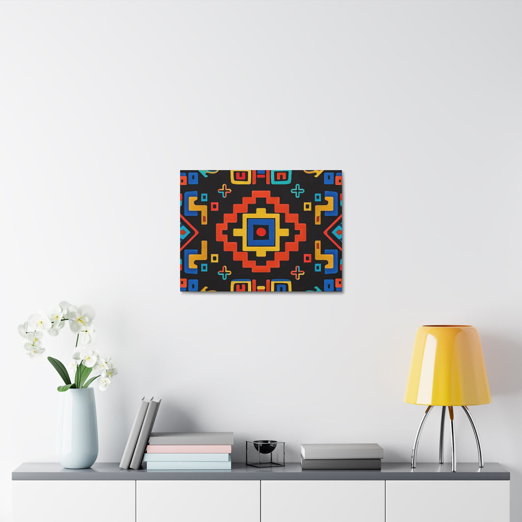 Bold Geometric Aztec Stretched Canvas Wall Art