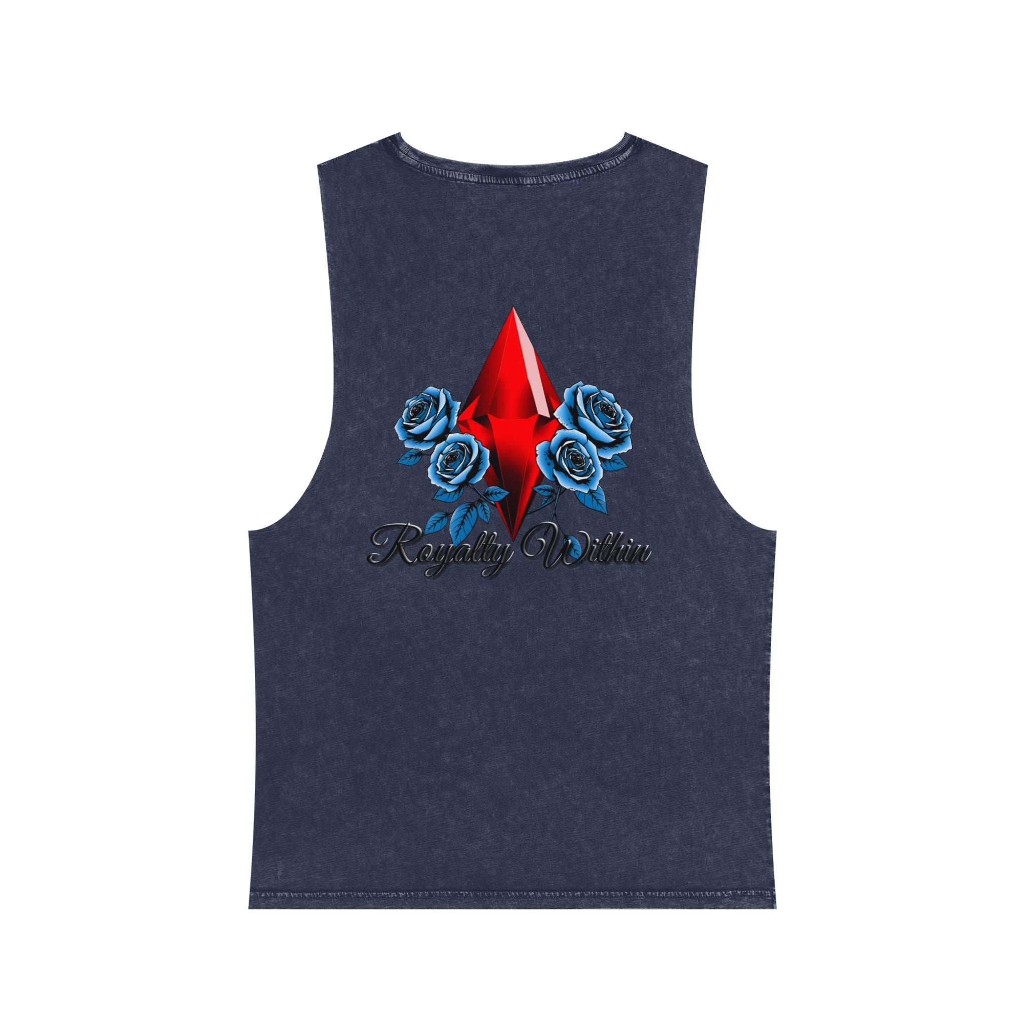 Stonewash Graphic Tank Top — Neon Lips & Red Gem Artwork