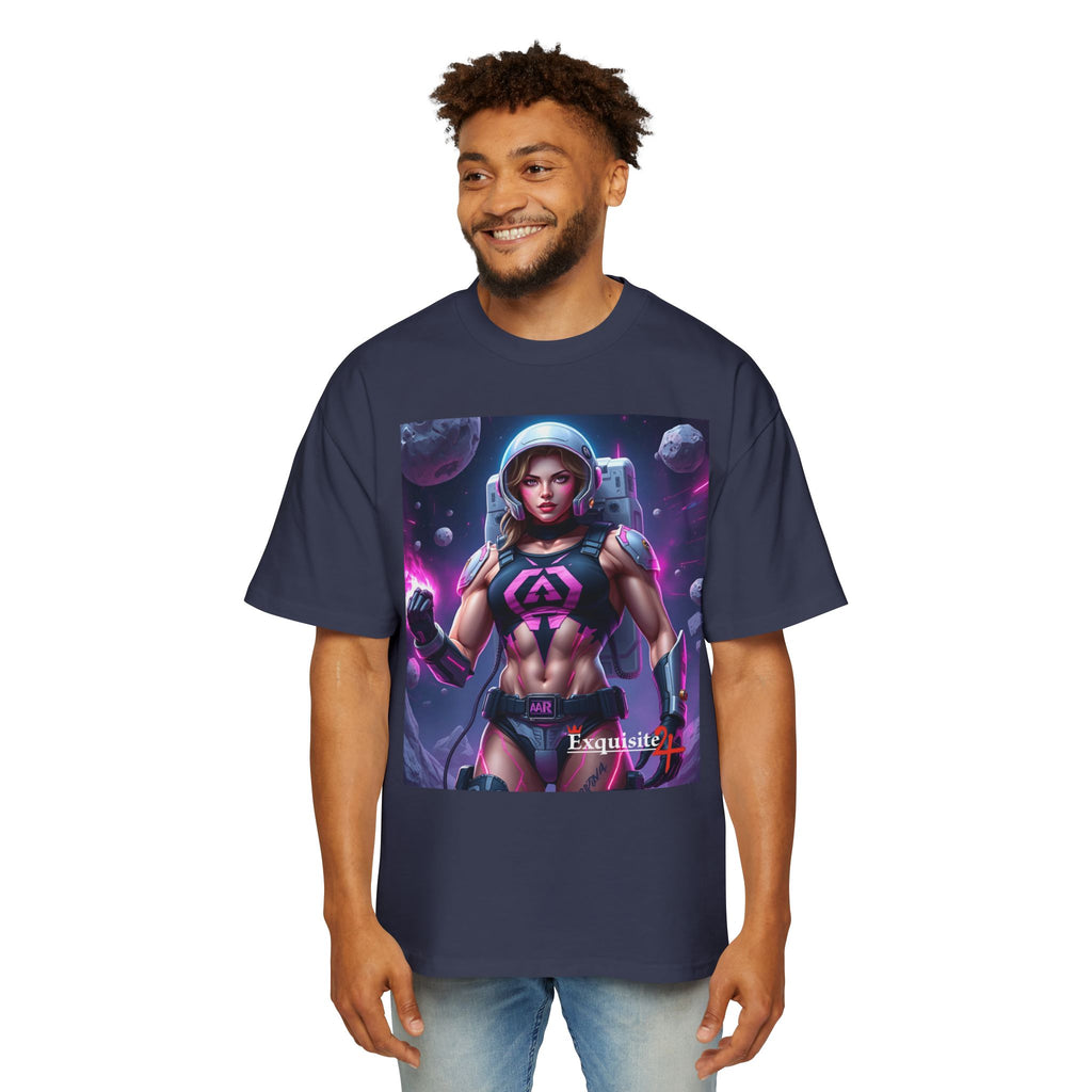 Astronaut Warrior Graphic Tee — Men's Sci‑Fi Space Gamer Oversized Shirt