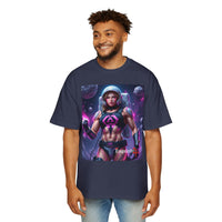 Astronaut Warrior Graphic Tee — Men's Sci‑Fi Space Gamer Oversized Shirt