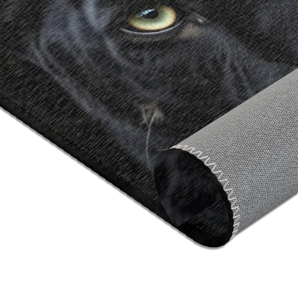 Black Panther Area Rug — Realistic Panther Face Decorative Accent Rug