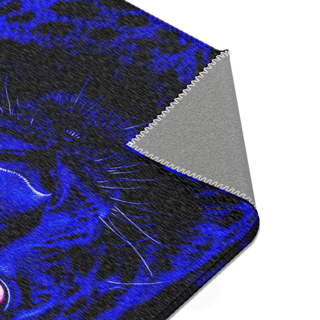 Blue Leopard Area Rug – Bold Neon Leopard Accent Rug for Living Room, Bedroom & Game Room