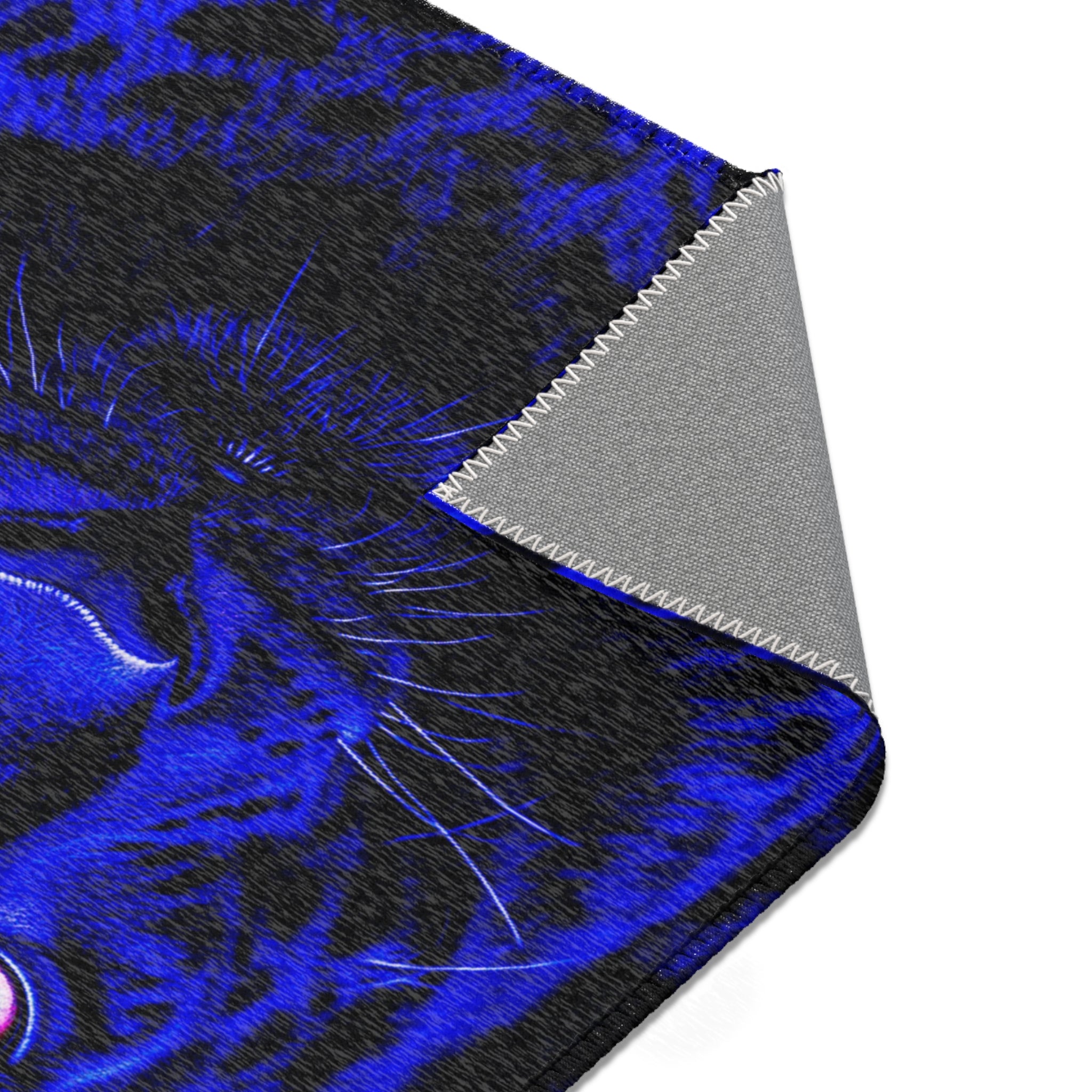 Blue Leopard Area Rug – Bold Neon Leopard Accent Rug for Living Room, Bedroom & Game Room