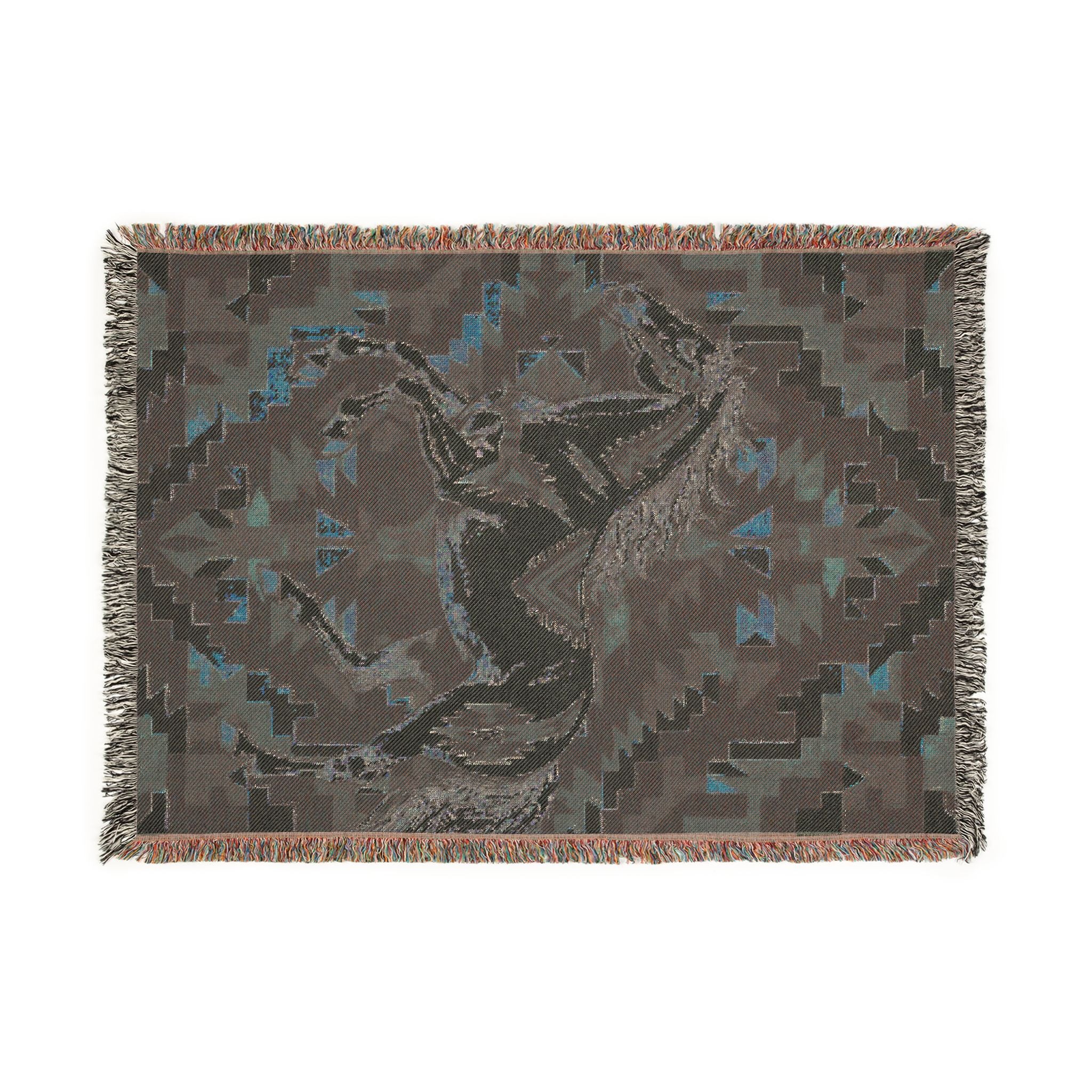 Southwestern Bucking Horse Woven Blanket