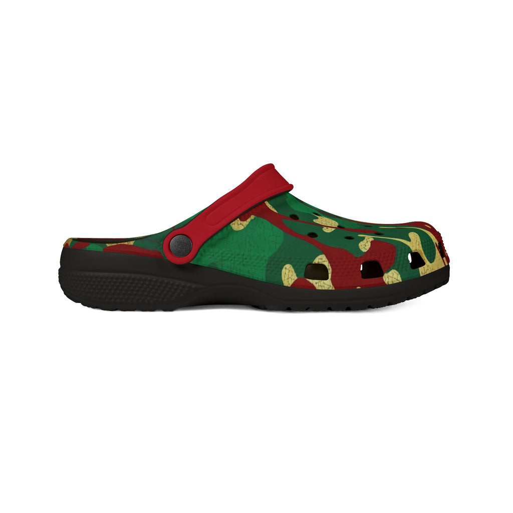 Green, Red, & Gold Camo EVA Foam Clogs