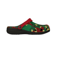 Green, Red, & Gold Camo EVA Foam Clogs