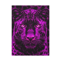 Purple Neon Panther Stretched Canvas – Vibrant Wall Art for Modern Rooms