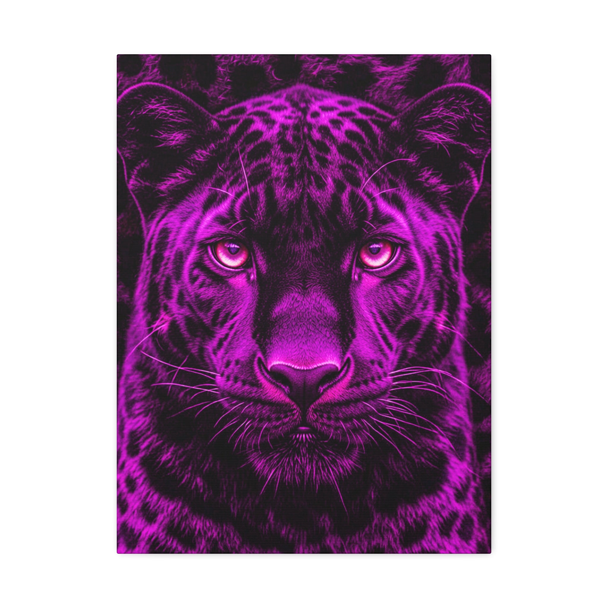 Purple Neon Panther Stretched Canvas – Vibrant Wall Art for Modern Rooms