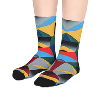 Geometric Colorblock Mid-Length Socks