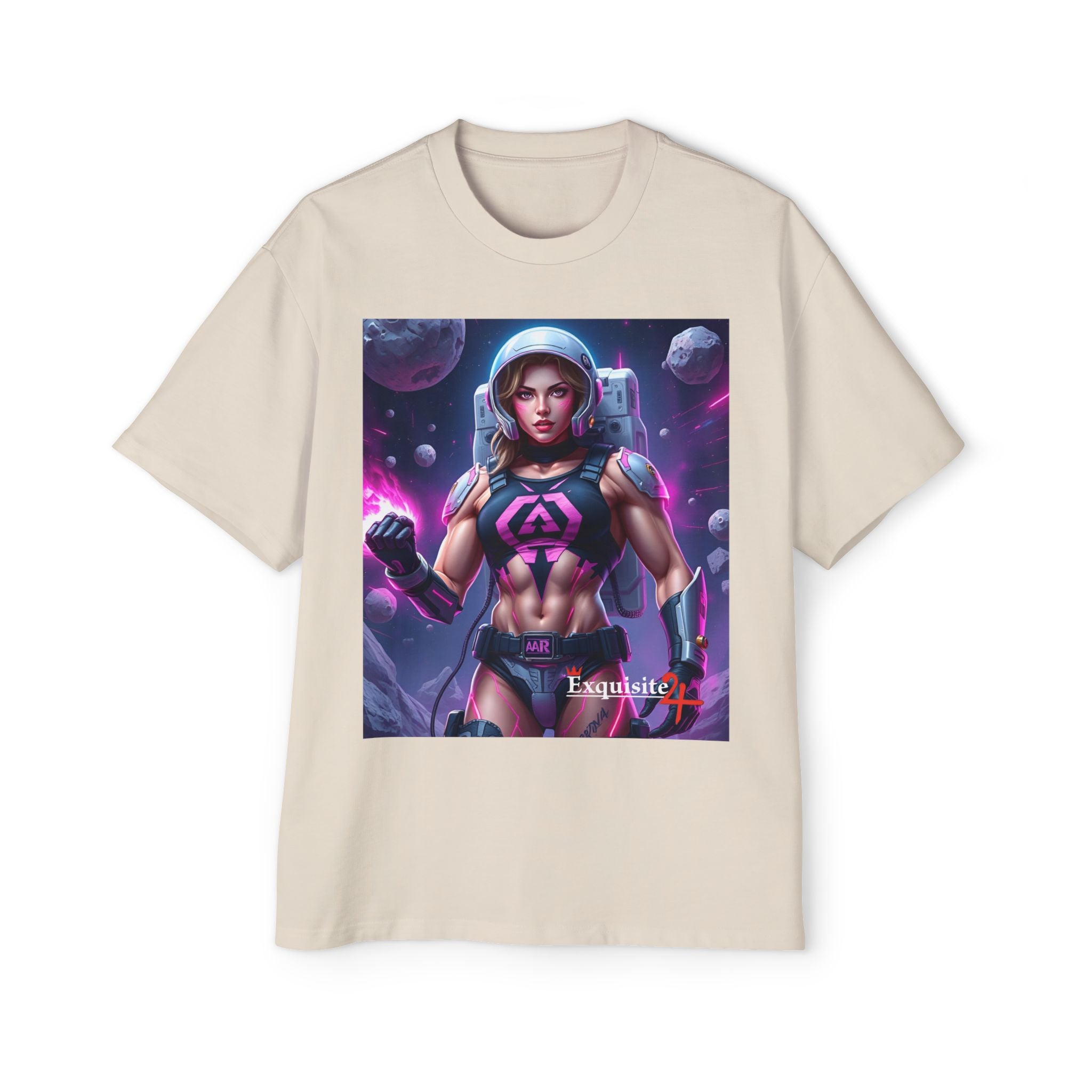 Astronaut Warrior Graphic Tee — Men's Sci‑Fi Space Gamer Oversized Shirt