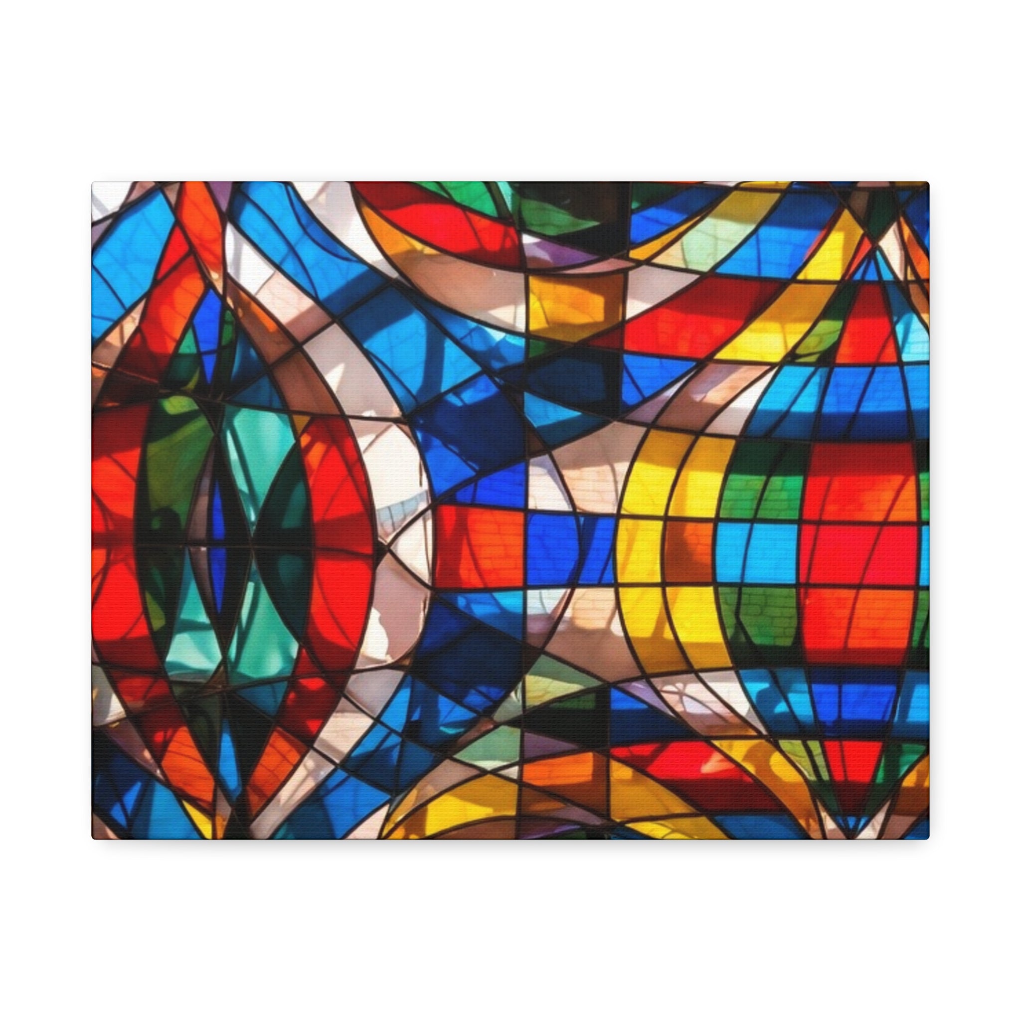 Stained Glass Abstract Stretched Canvas Print — Colorful Geometric Wall Art