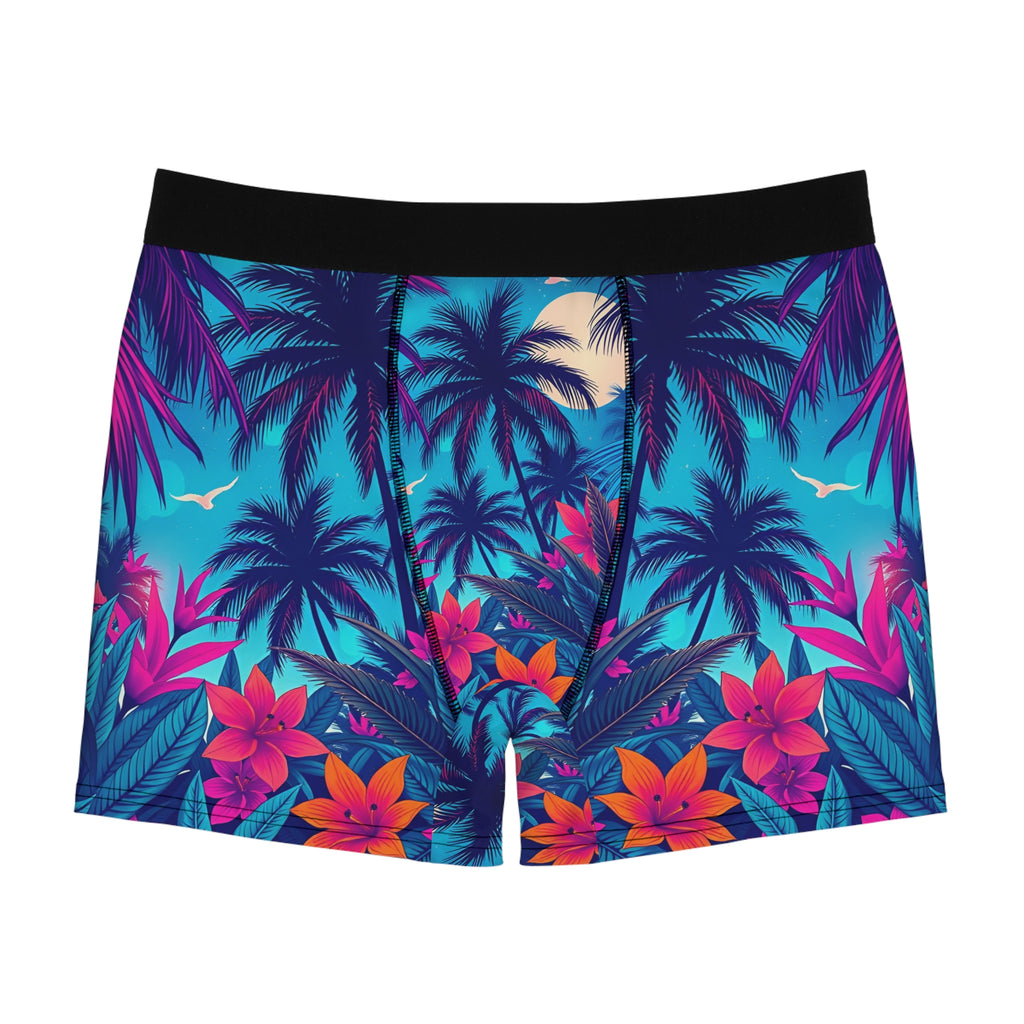 Tropical Palm Boxer Briefs — Men's Floral Hawaiian All-Over Print
