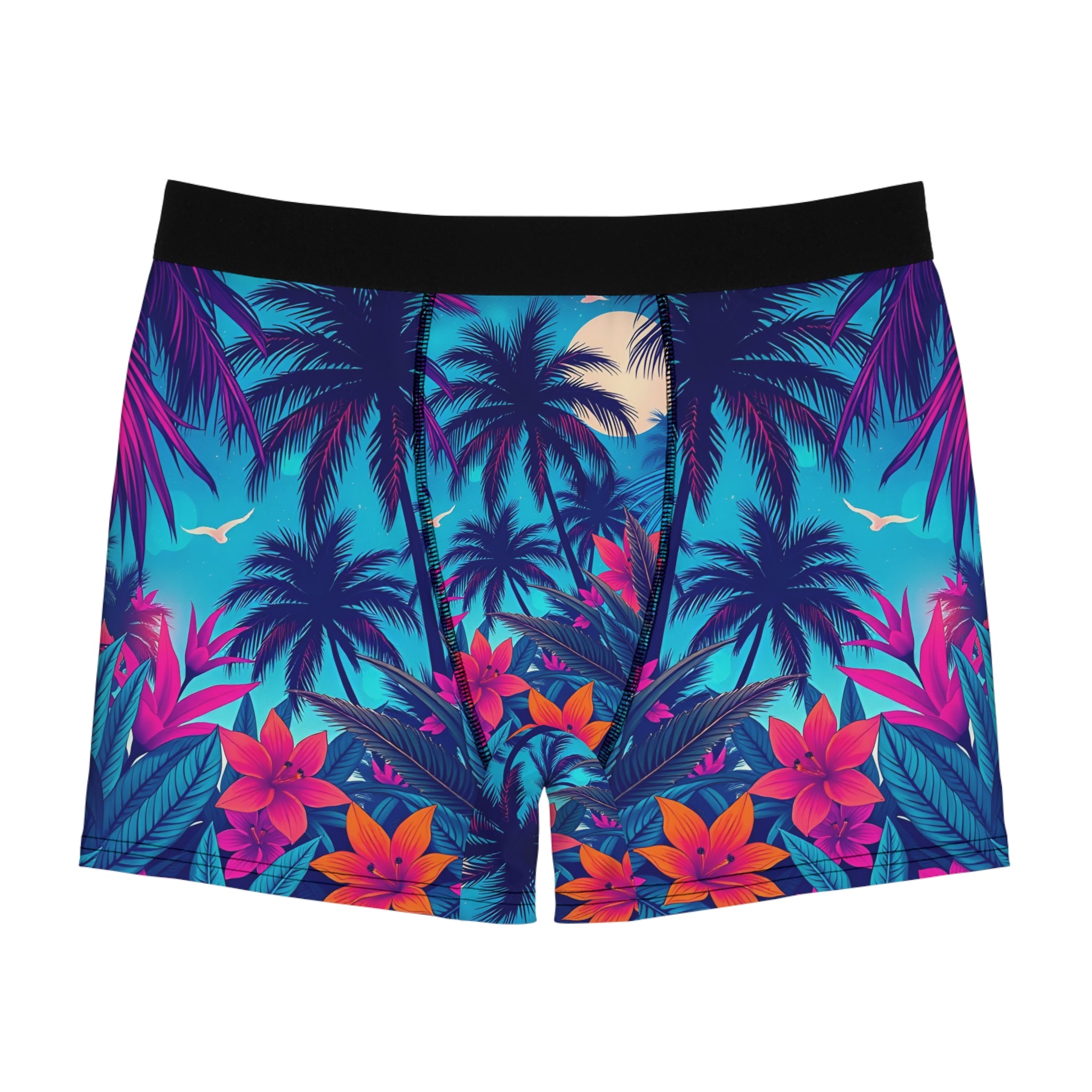 Tropical Palm Boxer Briefs — Men's Floral Hawaiian All-Over Print