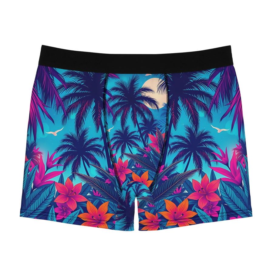 Tropical Palm Boxer Briefs — Men's Floral Hawaiian All-Over Print