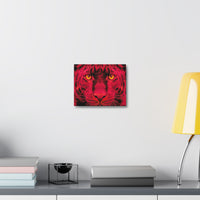 Red Panther Canvas Wall Art — Bold Neon Portrait Stretched Canvas