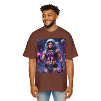 Astronaut Warrior Graphic Tee — Men's Sci‑Fi Space Gamer Oversized Shirt