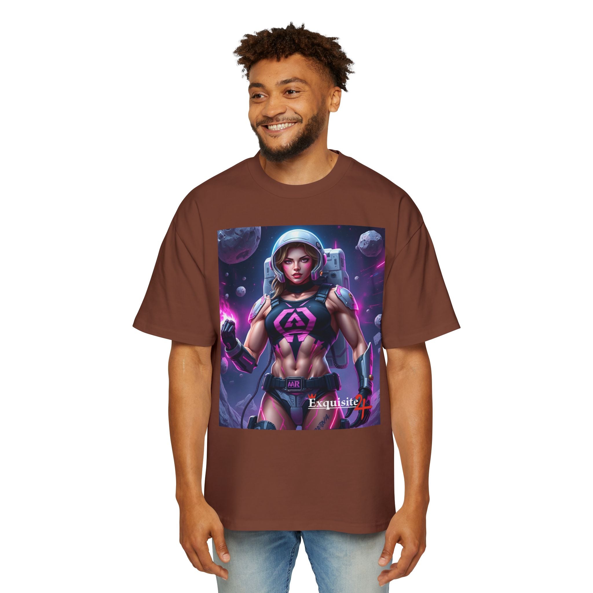 Astronaut Warrior Graphic Tee — Men's Sci‑Fi Space Gamer Oversized Shirt