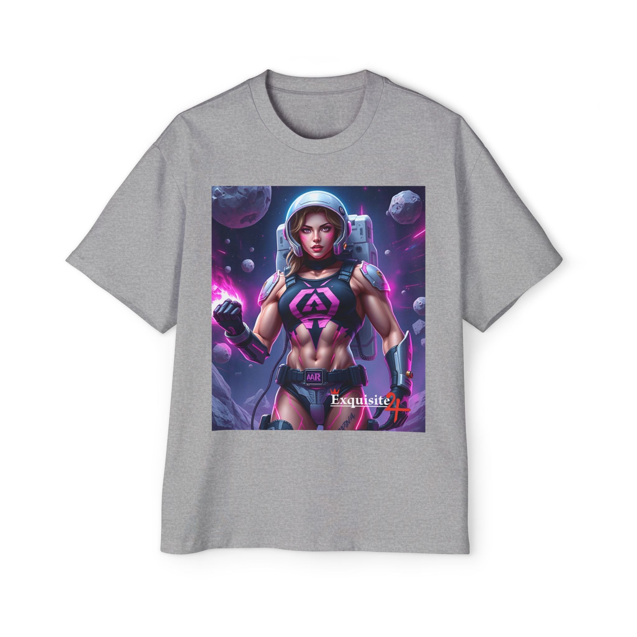 Astronaut Warrior Graphic Tee — Men's Sci‑Fi Space Gamer Oversized Shirt