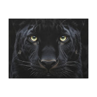 Black Panther Wall Canvas — Intense Close-Up Stretched Canvas Art