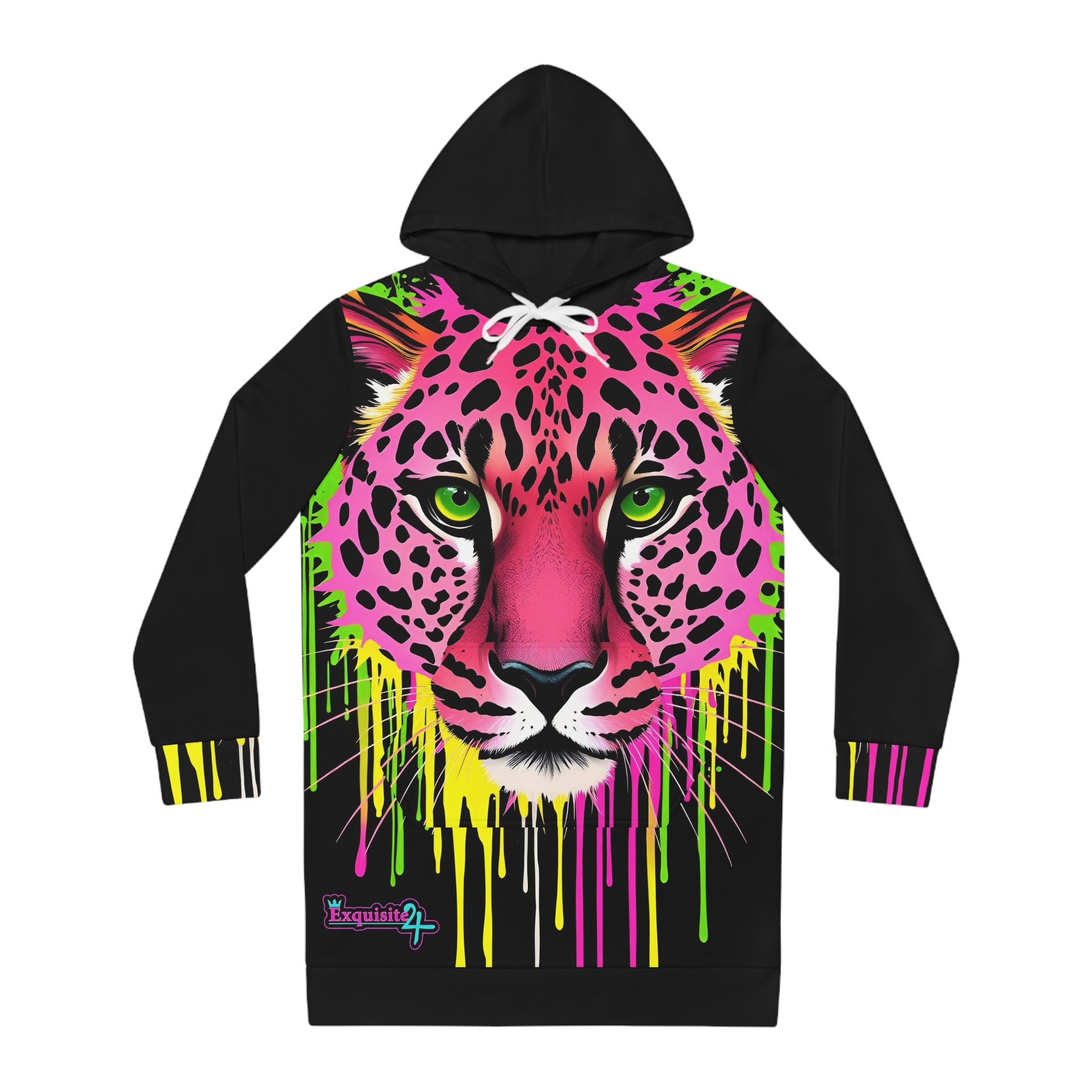 Neon Leopard Hoodie Dress