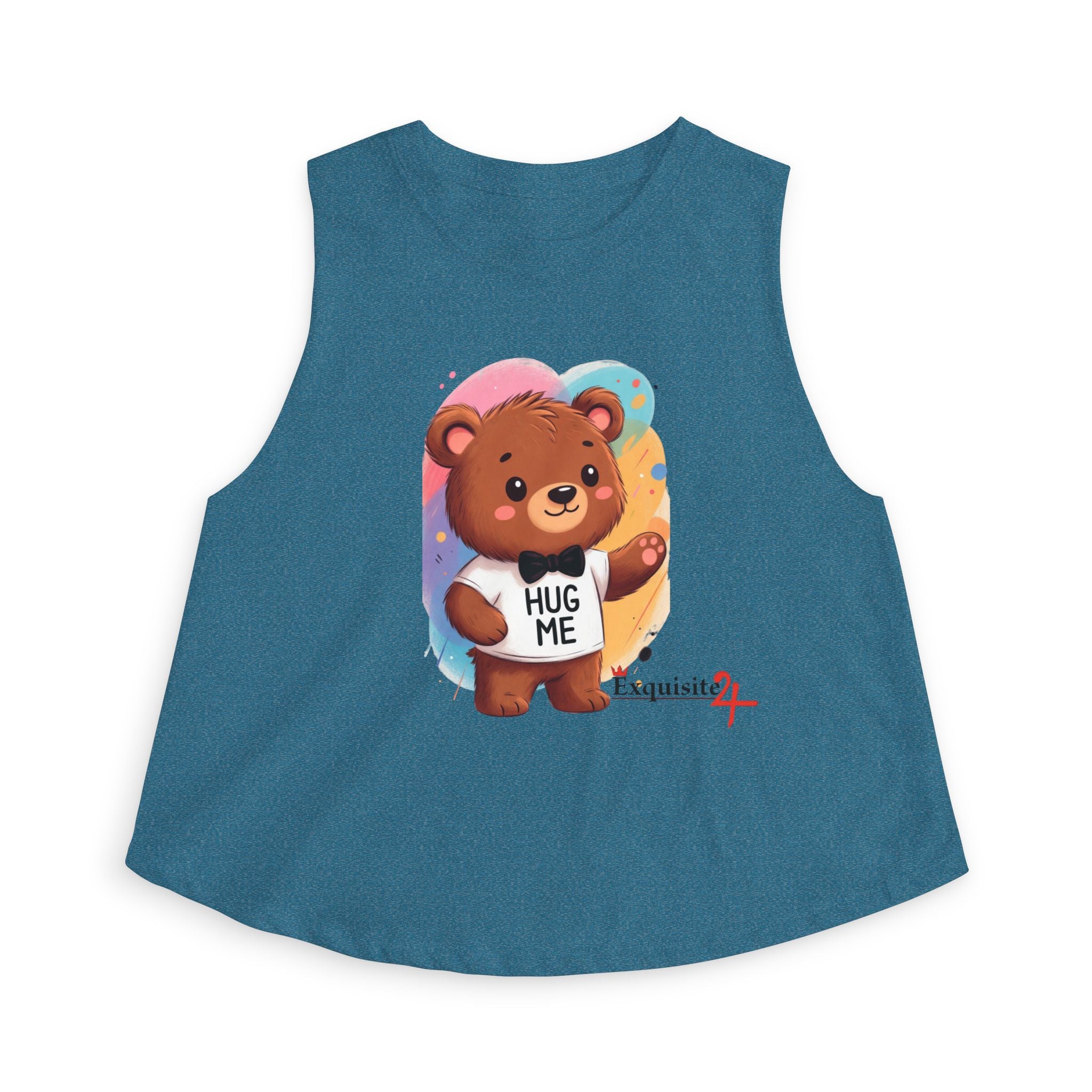 Hug Me Bear Crop Top — Cute Teddy Graphic Women's Tank