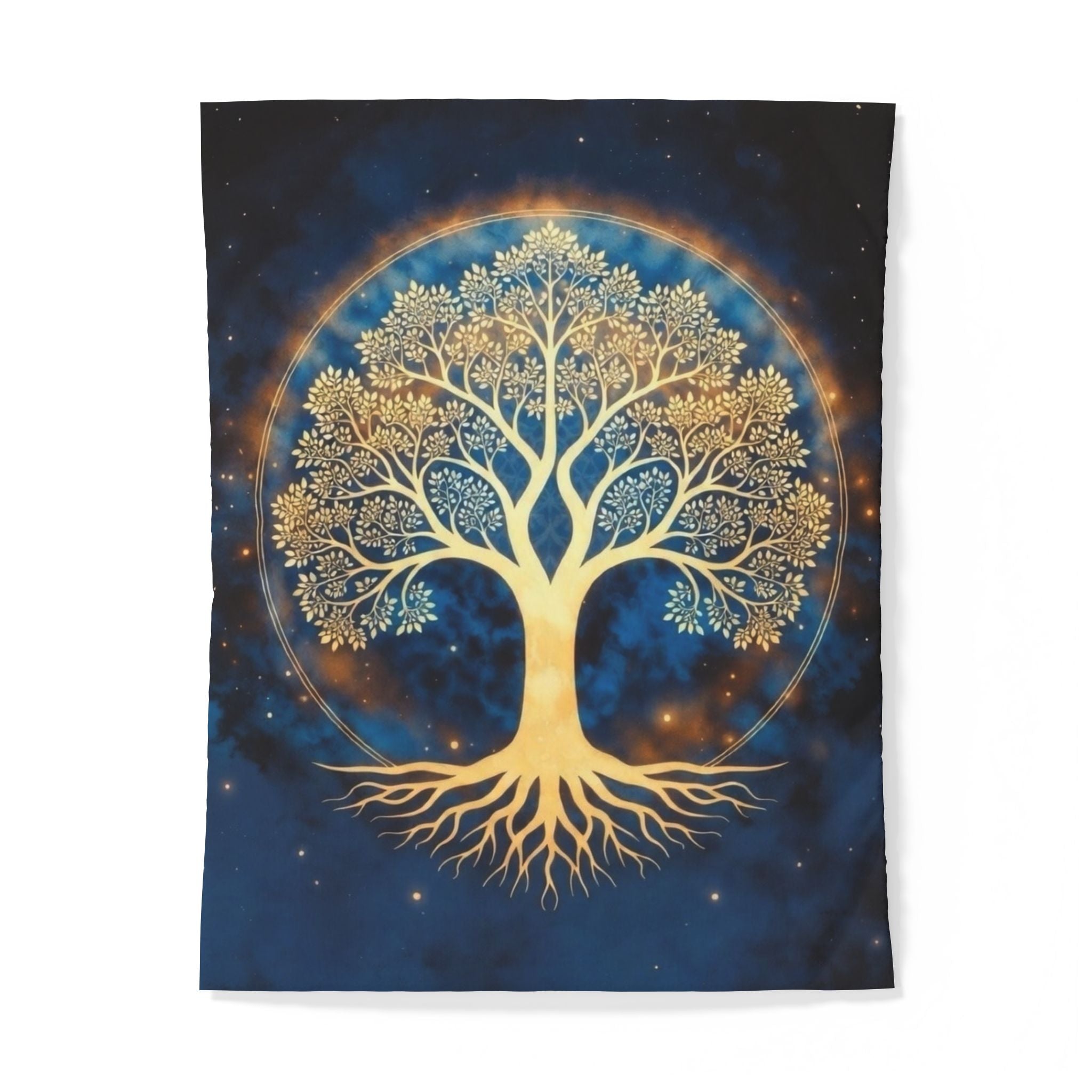 Golden Tree of Life Cotton Duvet Cover — Spiritual Boho Bedding