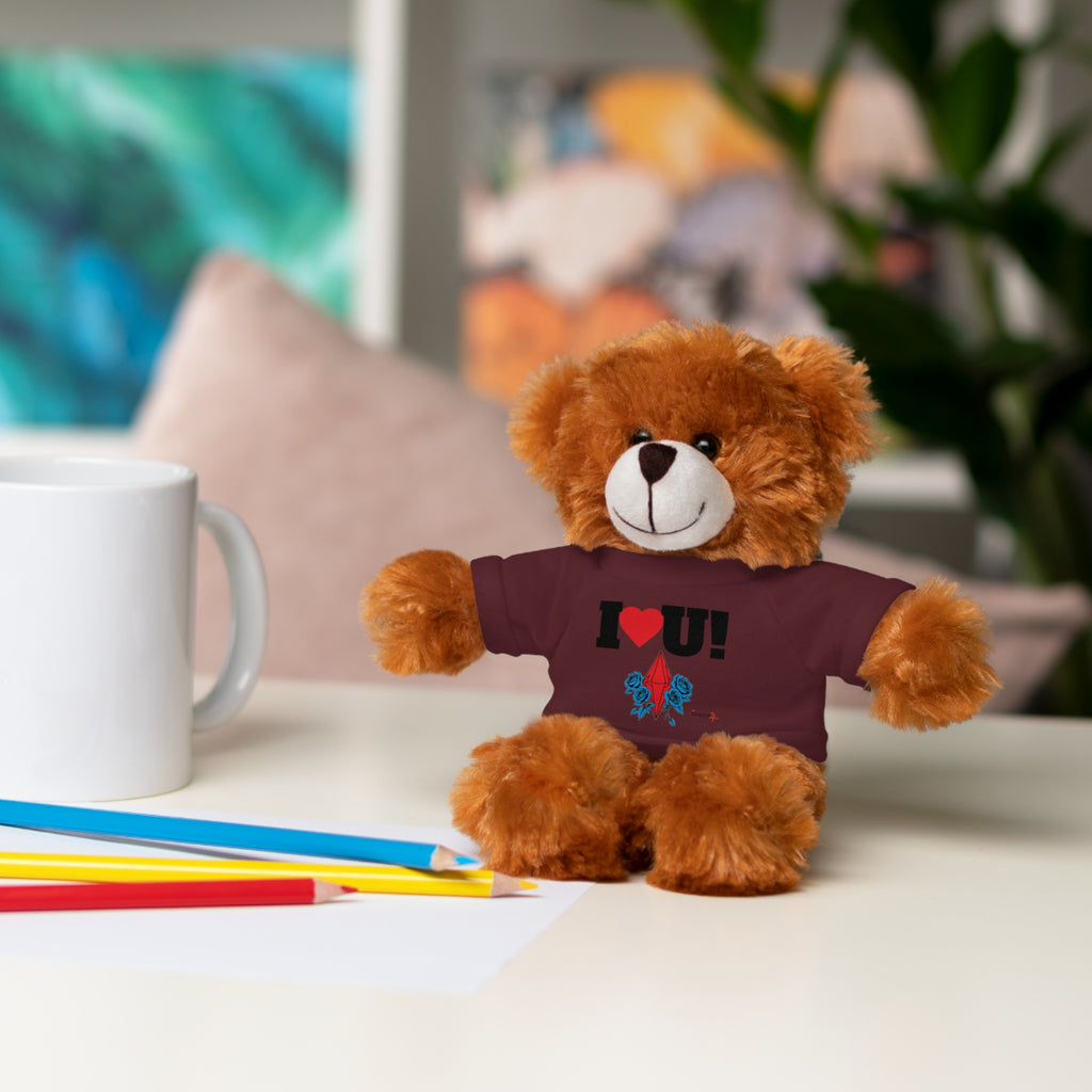 Plush Bear with Branded Tee – Red Diamond and Blue Roses Teddy