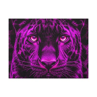 Purple Neon Panther Stretched Canvas – Vibrant Wall Art for Modern Rooms