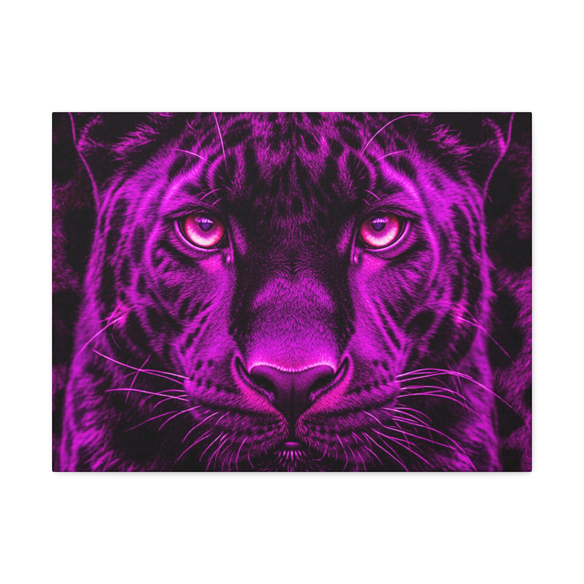 Purple Neon Panther Stretched Canvas – Vibrant Wall Art for Modern Rooms