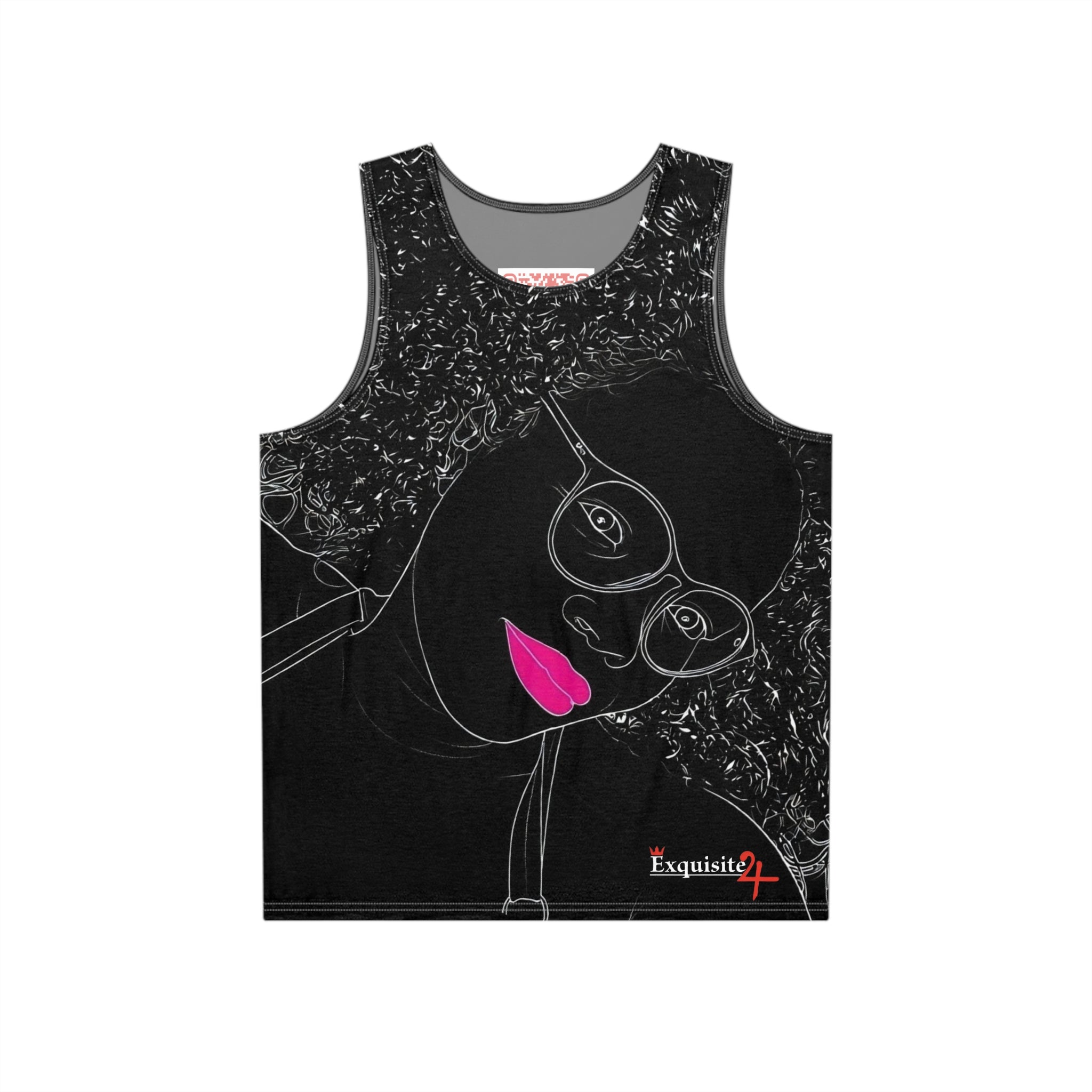 Exquisite 24 Black Graphic Tank Top — Men's Streetwear All-Over Print
