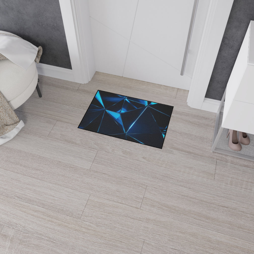 Geometric Blue Prism Floor Mat — Heavy Duty Non-Slip Rug for Entry, Garage & Office