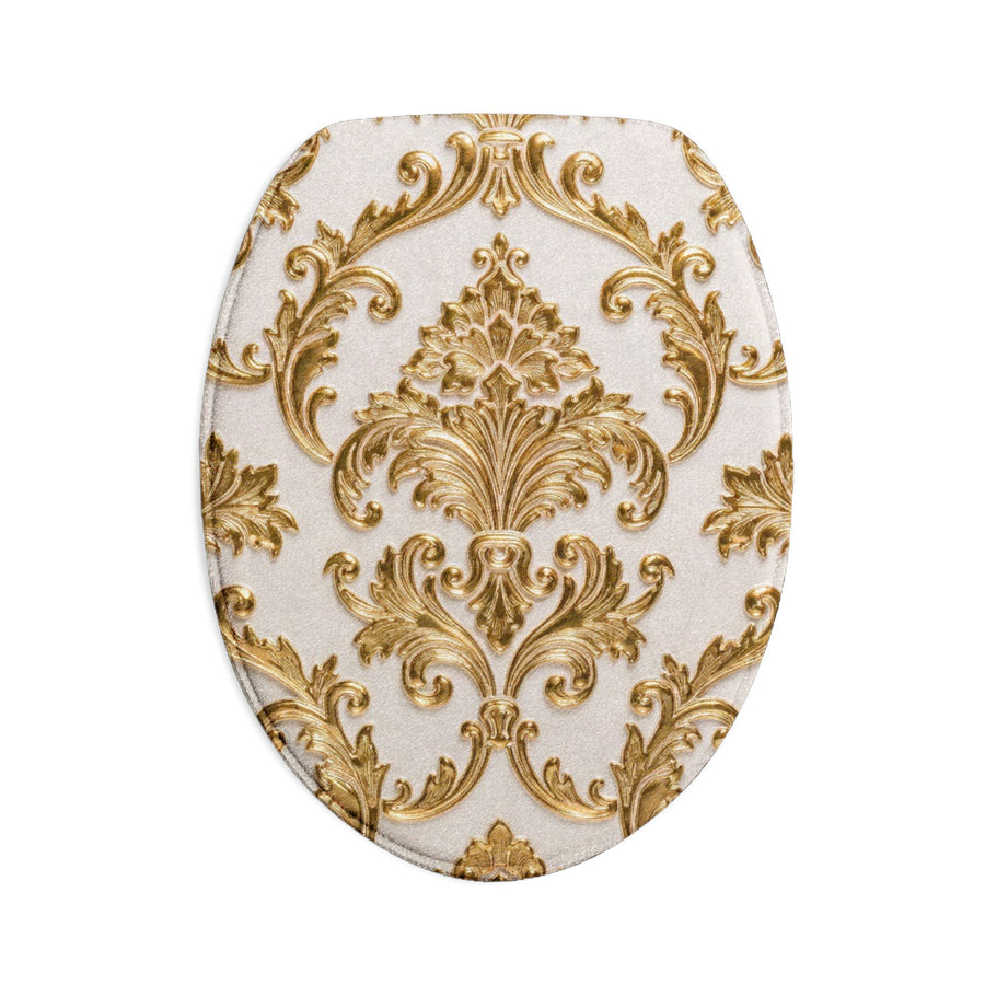 Baroque Gold Damask Toilet 3-Piece Bath Rug Set