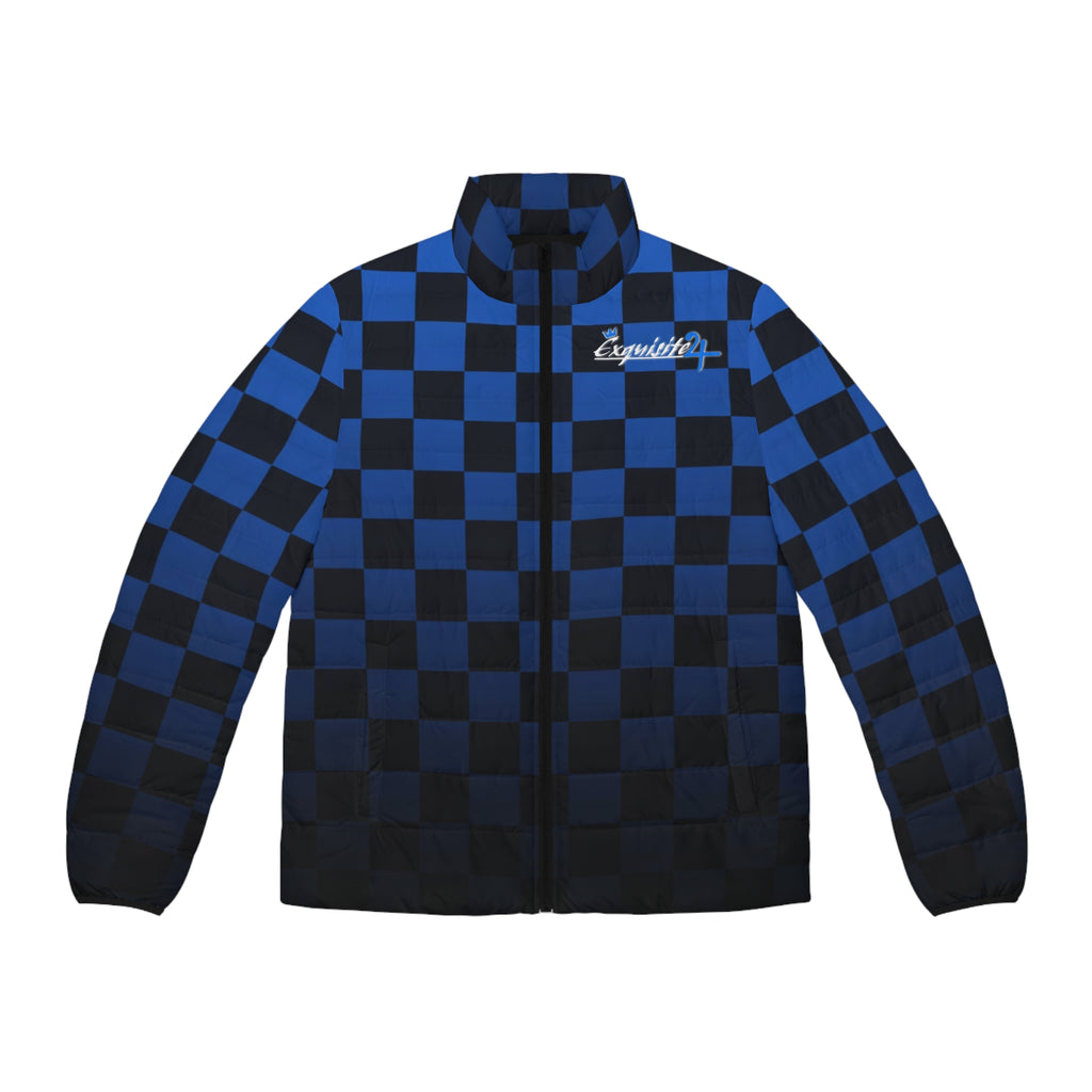 Blue Checkerboard Puffer Jacket