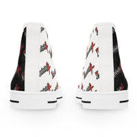 High Top Sneakers — Red & Black 'Exquisite 24' Logo Patterned Women's Canvas Shoes