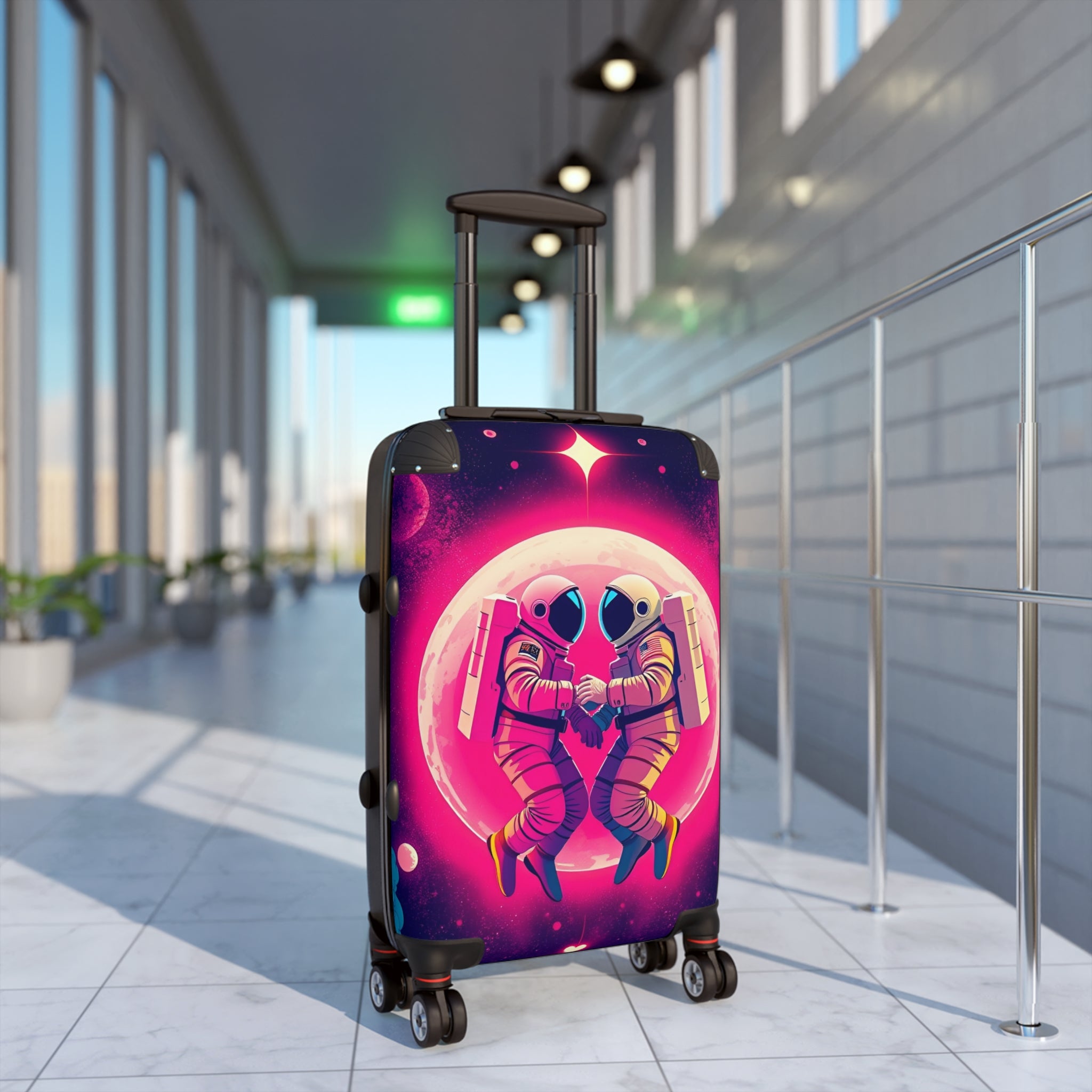 Cosmic Love Suitcase – Pink Astronaut Couple Carry-On