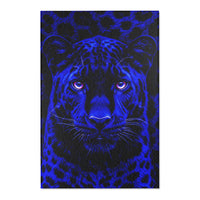 Blue Leopard Area Rug – Bold Neon Leopard Accent Rug for Living Room, Bedroom & Game Room