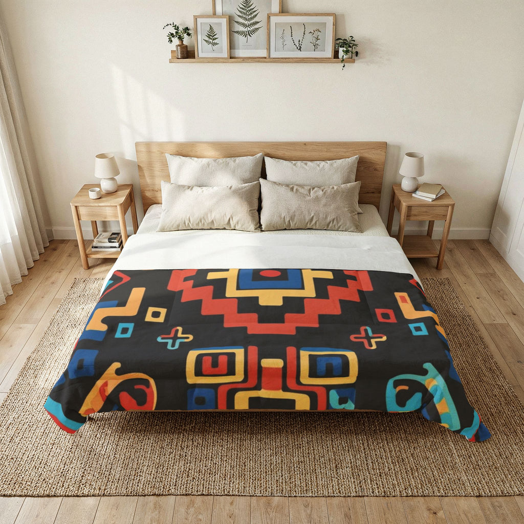 Bohemian Aztec Cotton Comforter – Colorful Geometric Quilt for Bedroom