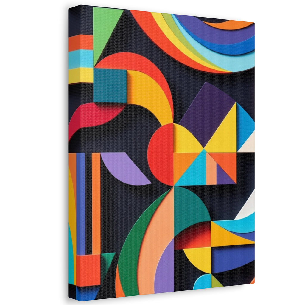 Abstract Geometric Stretched Canvas – Colorful Modern Wall Art