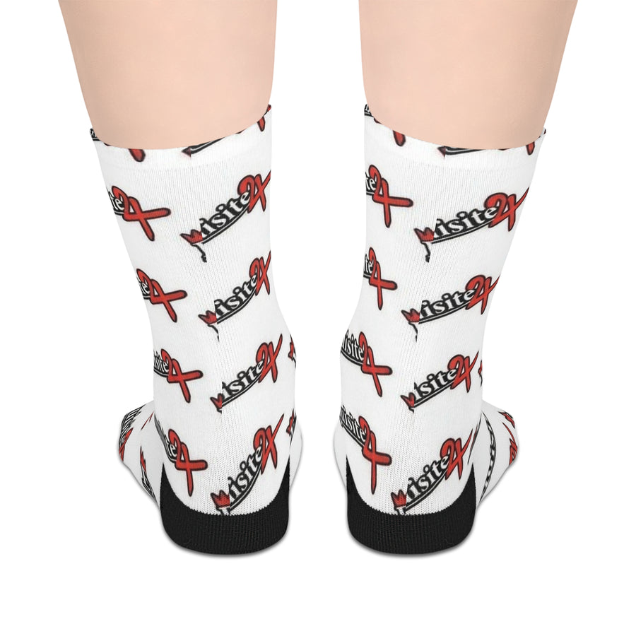 Exquisite 24 Logo White Mid-Length Socks