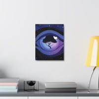 Night Tree Stretched Canvas Wall Art — Mystical Purple Galaxy Eye Design