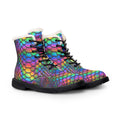 Women's  Iridescent Mermaid Scale Fur-Lined Leather Boots