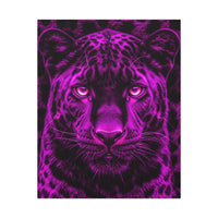 Purple Neon Panther Stretched Canvas – Vibrant Wall Art for Modern Rooms