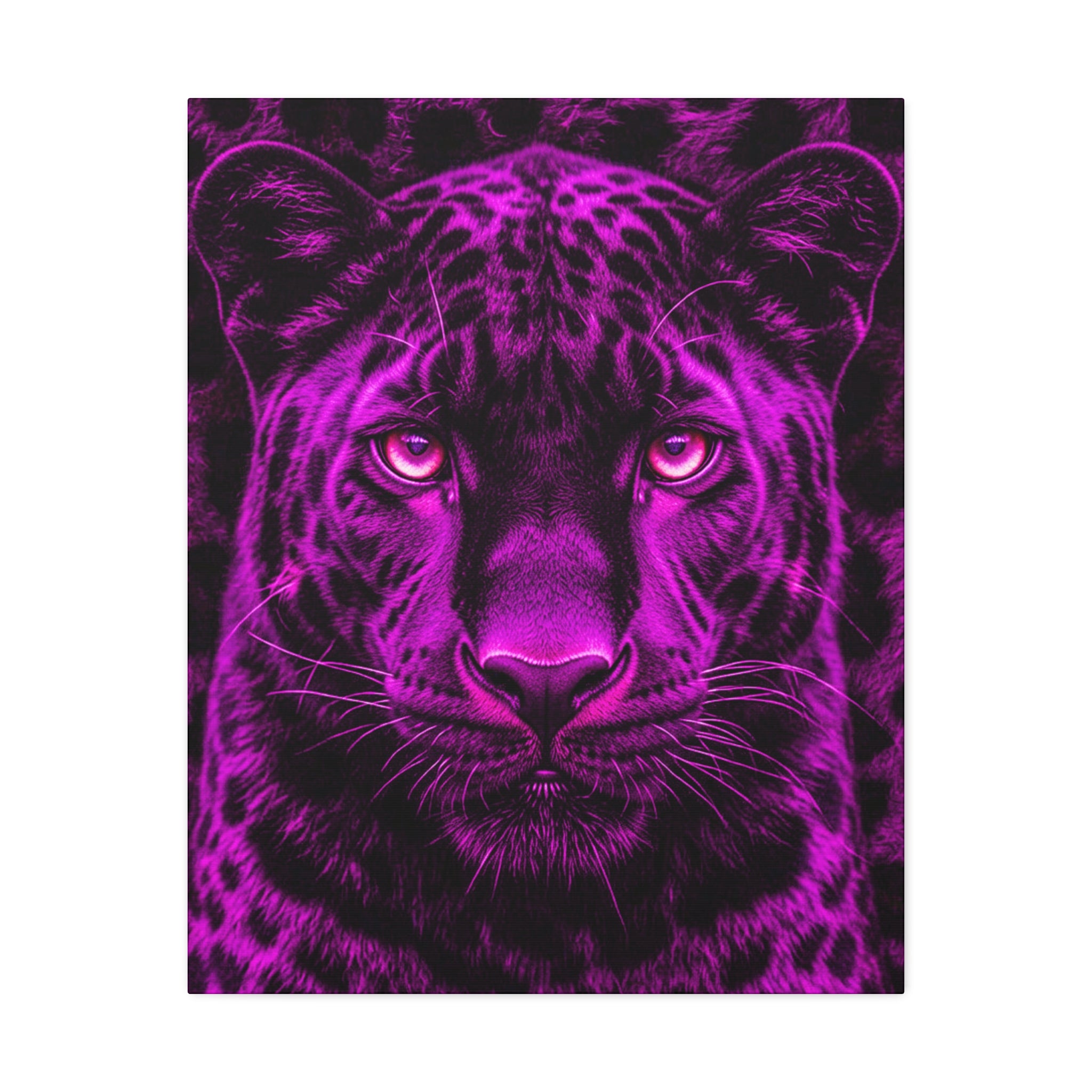 Purple Neon Panther Stretched Canvas – Vibrant Wall Art for Modern Rooms