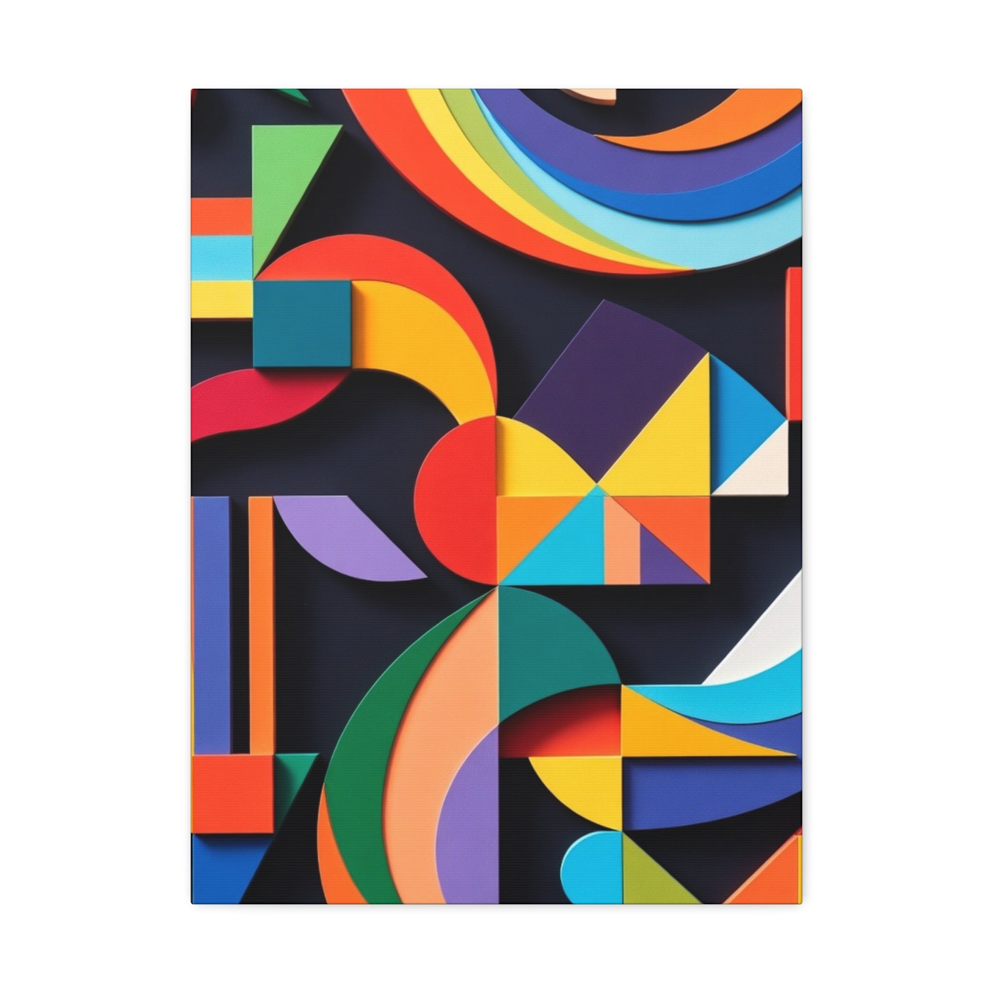 Abstract Geometric Stretched Canvas – Colorful Modern Wall Art