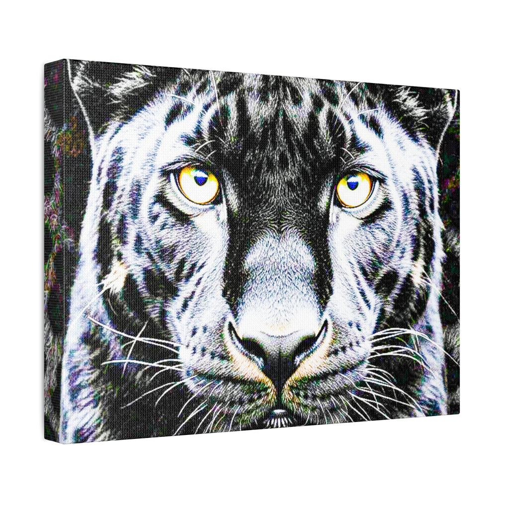 Leopard Portrait Stretched Canvas — Snow Leopard Wall Art with Yellow Eyes