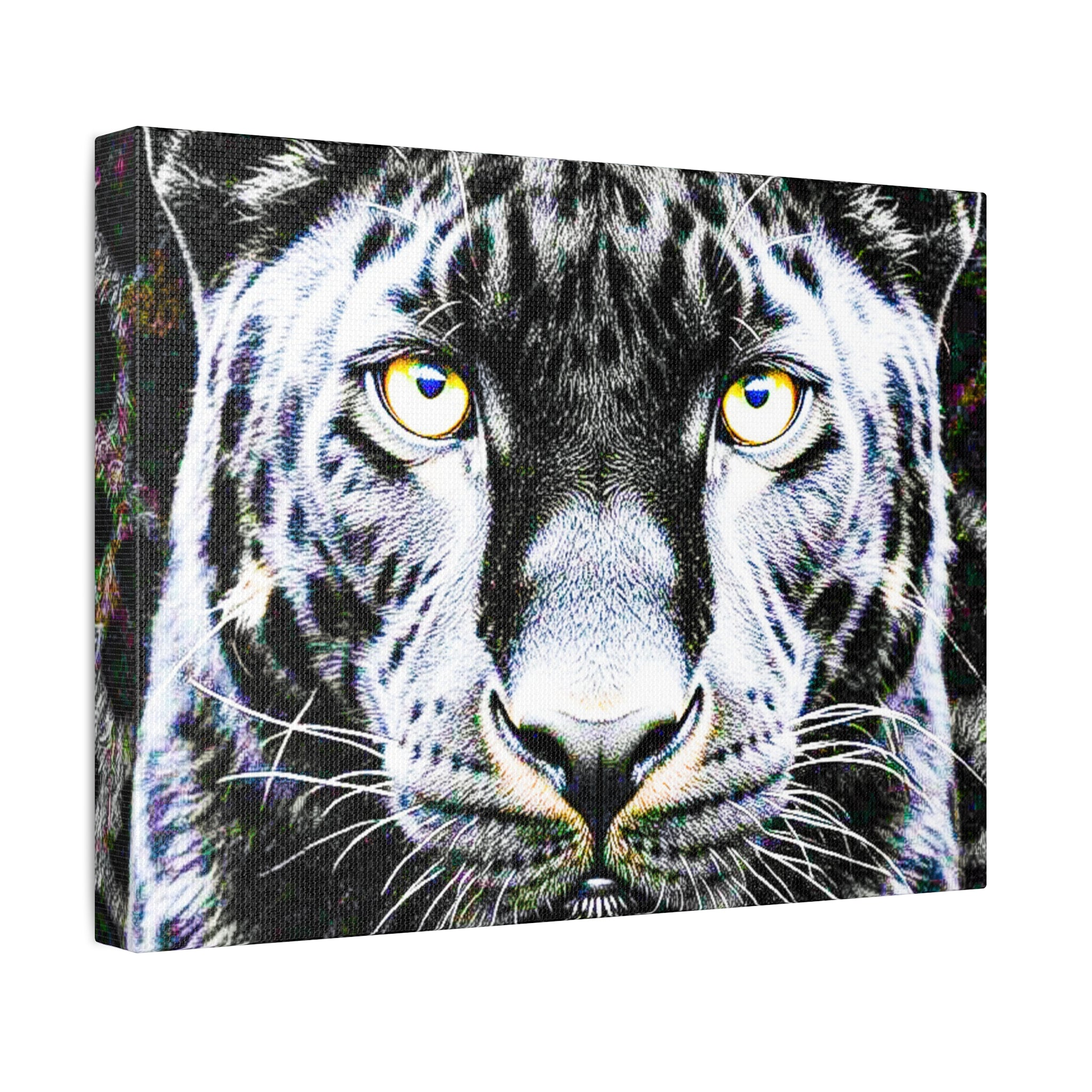 Leopard Portrait Stretched Canvas — Snow Leopard Wall Art with Yellow Eyes