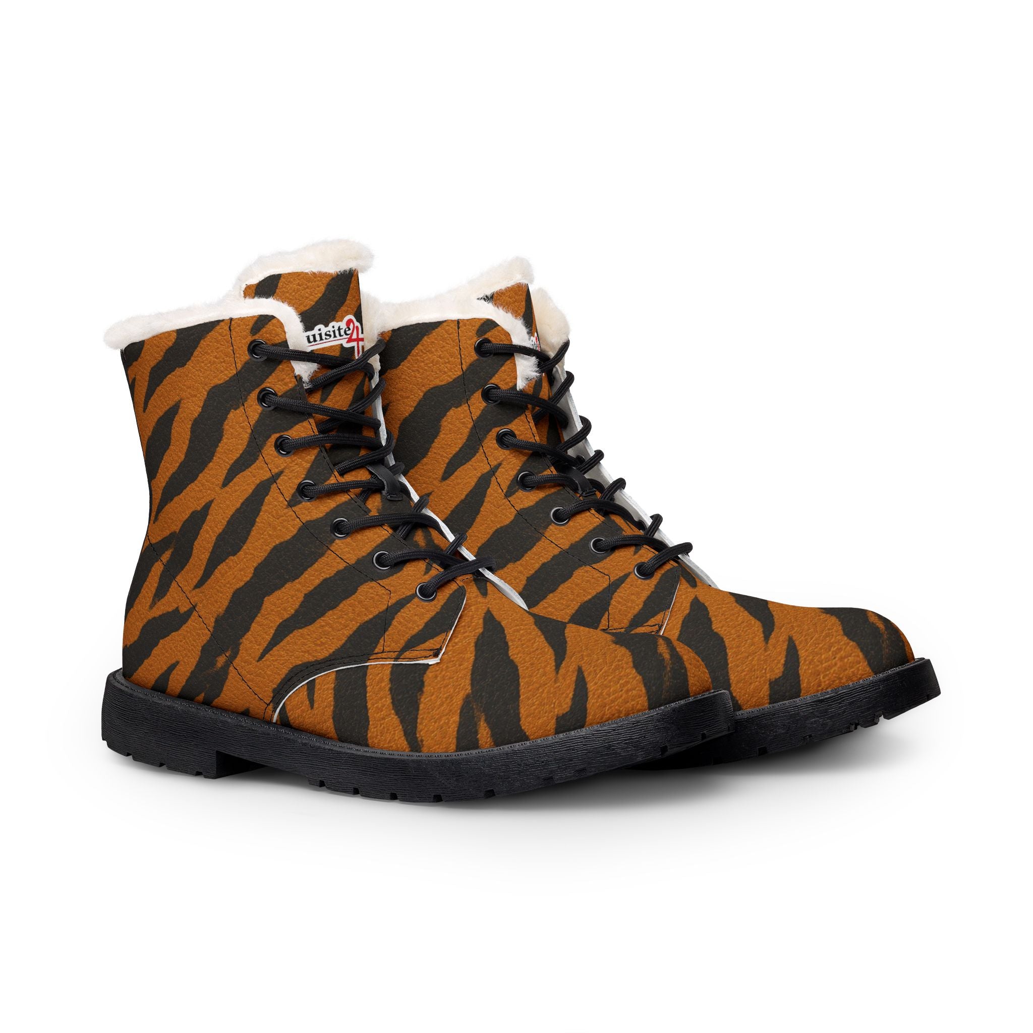 Women's Tiger Stripe Fur-Lined Leather Boots