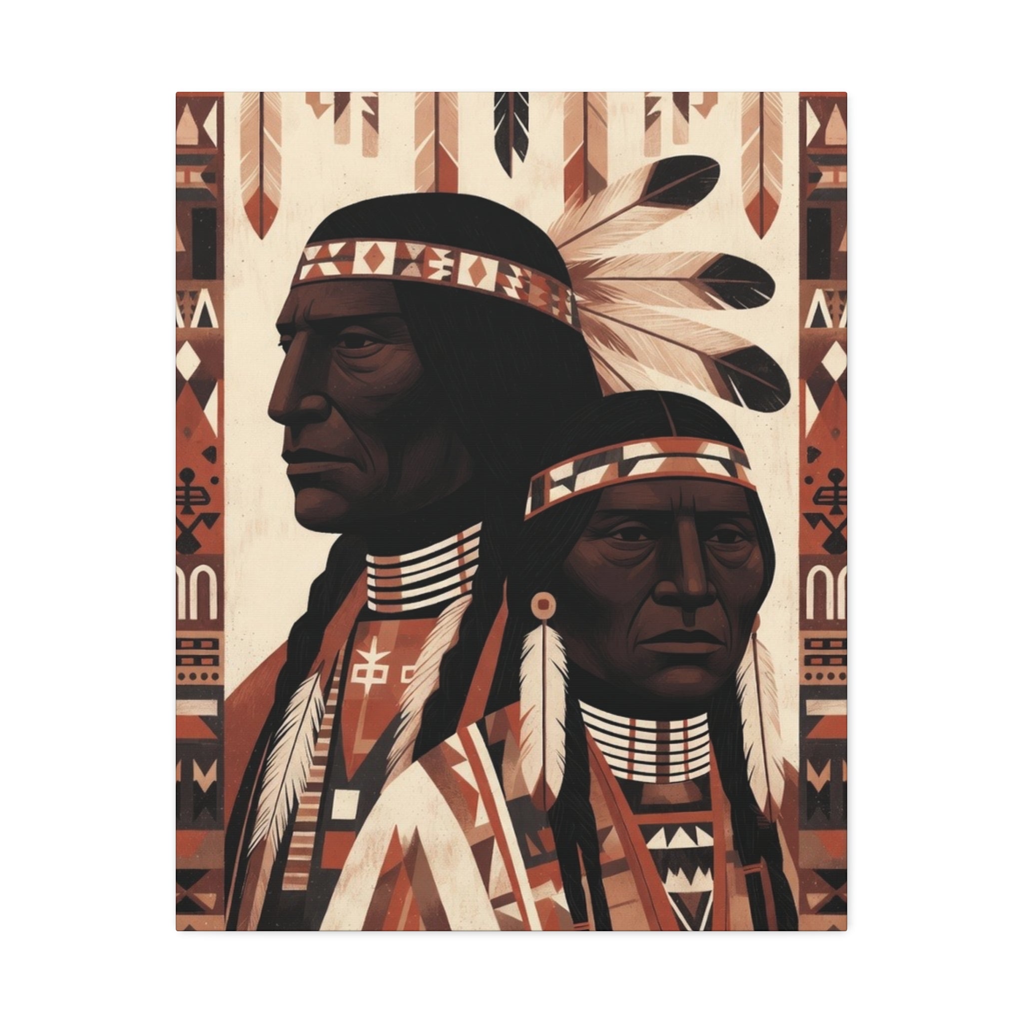Aboriginal American Chiefs Portrait Stretched Canvas