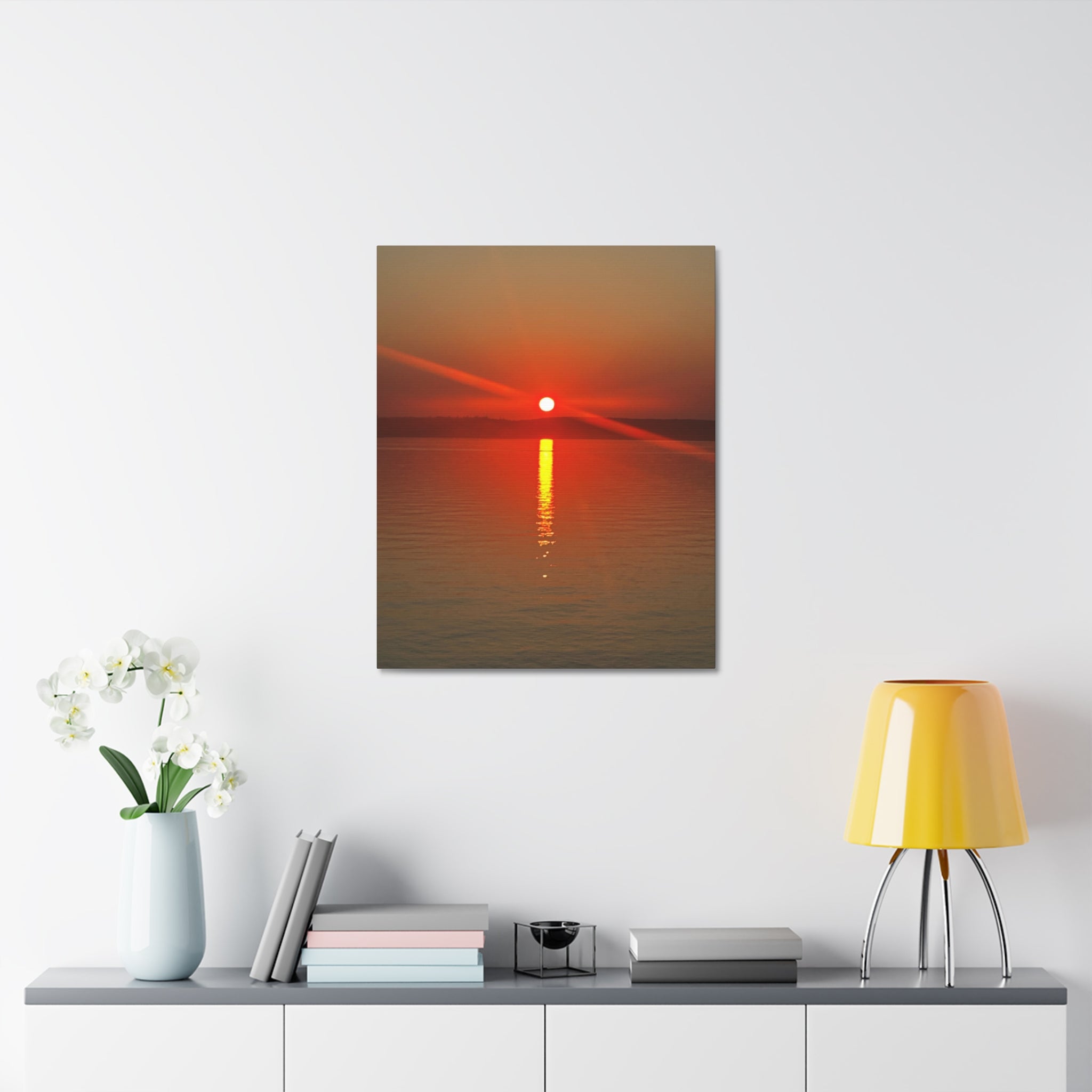 Sunset Reflection Stretched Canvas Wall Art